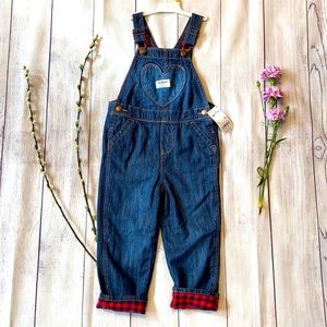 OshKosh NWT Girls 3T Overalls Heart Pocket